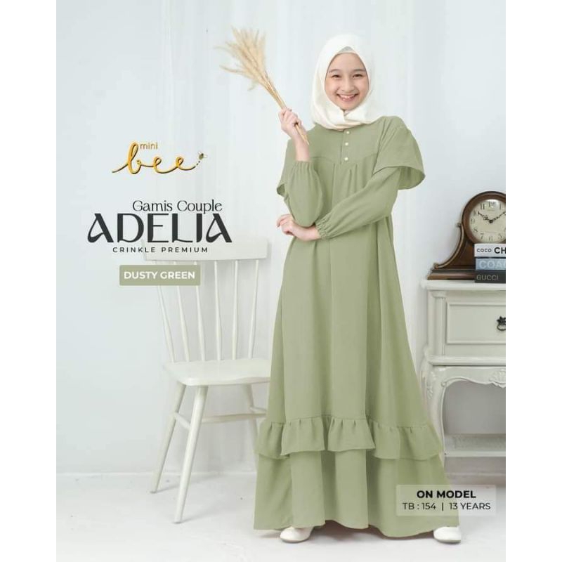Gamis Adelia Junior By Minibee warna Sage Dusty Green