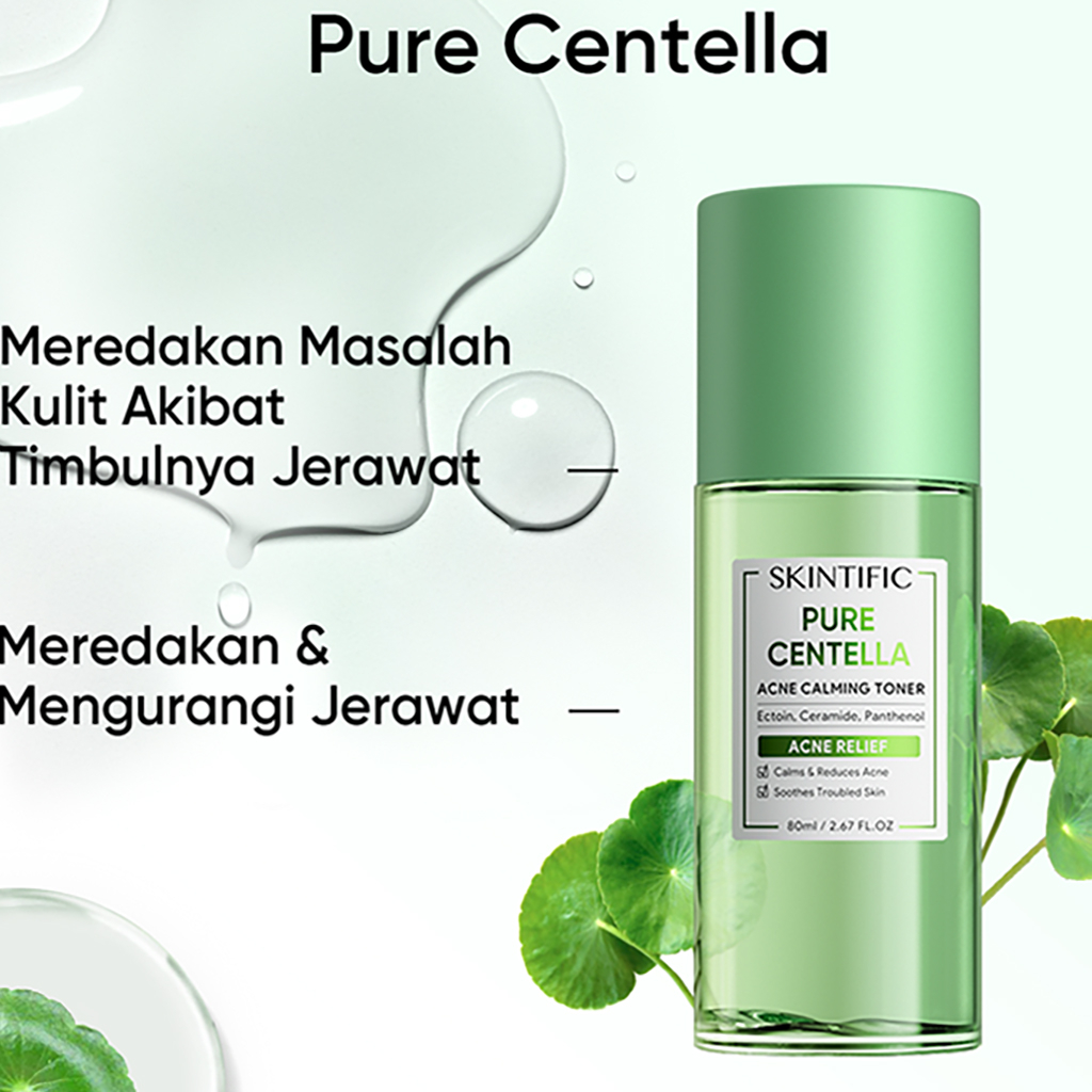 (New IN) SKINTIFIC Pure Centella Acne Calming Toner Essence 80ml Oil Control Purifying Toner Skin Barrier Smoothing Redness