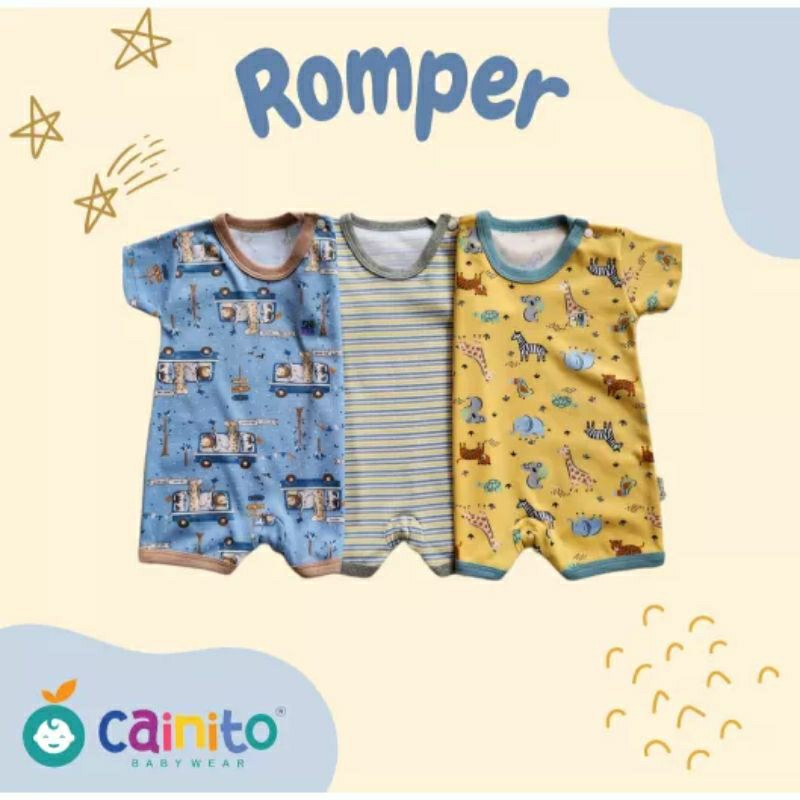cainito romper baby full print size nb, s, m, l