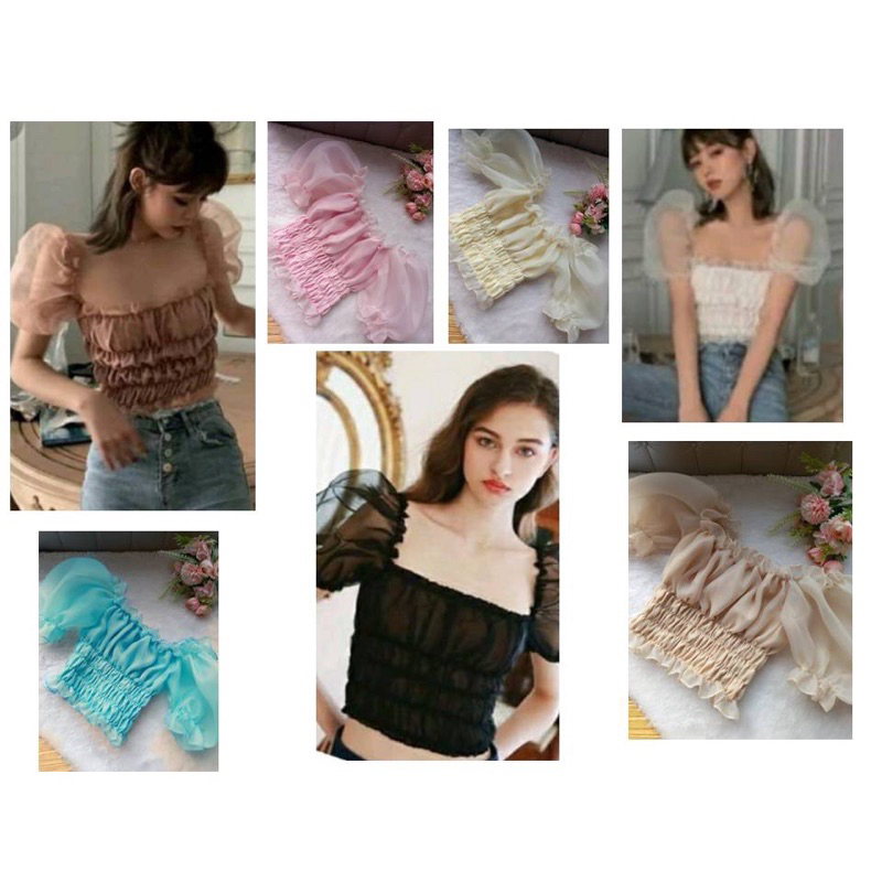 SALE CUCI GUDANG BLOUSE / KEMEJA / Sabrina top / fuchia top rubber