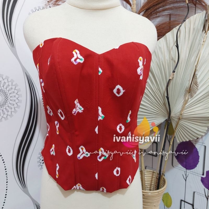 Kamisol Motif Jumputan - Warna Merah