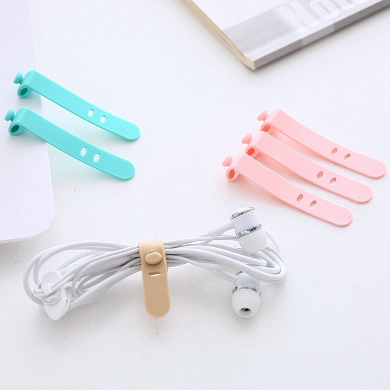 Pengikat kabel silikon headset charger perapi tali Silicone Strap headphone Storage Soft Tape Kabel Data Trapped Strap Cable Organizer Winder penggulung pengikat pink white perjalanan anti mbulet berantakan