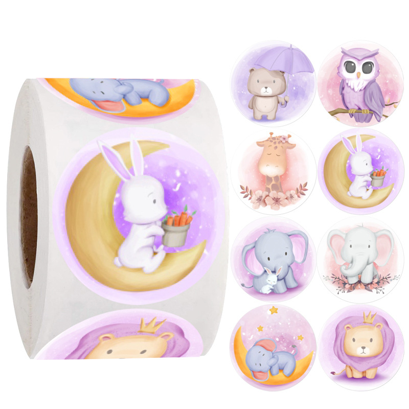 

50pcs Cute ANIMAL PURPLE Seal Sticker Stiker Online Shop Packaging Segel Packing Lucu