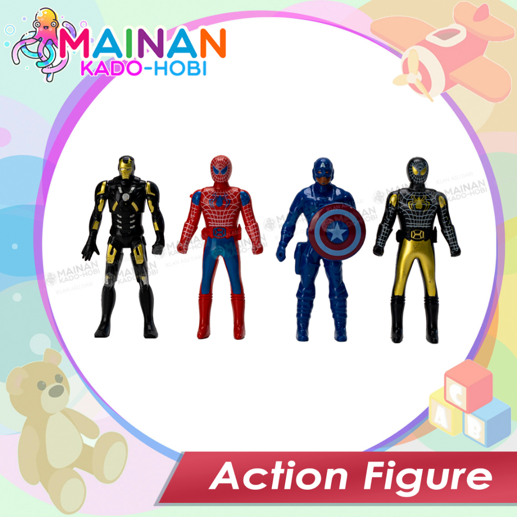 HADIAH ULANG TAHUN ANAK MAINAN ANAK MINIATUR ACTION FIGURE SUPERHERO AVENGERS SPIDERMAN CAPTAIN AMERICA IRON MAN