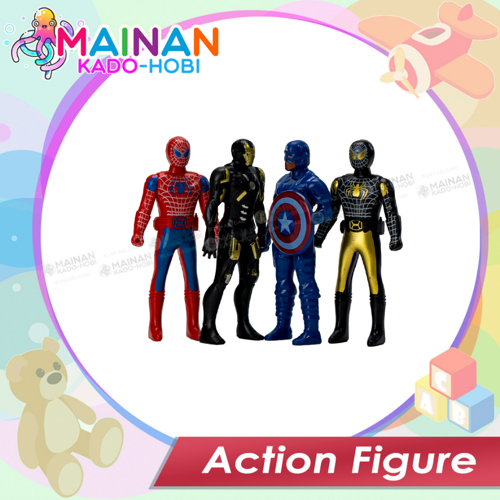 HADIAH ULANG TAHUN ANAK MAINAN ANAK MINIATUR ACTION FIGURE SUPERHERO AVENGERS SPIDERMAN CAPTAIN AMERICA IRON MAN