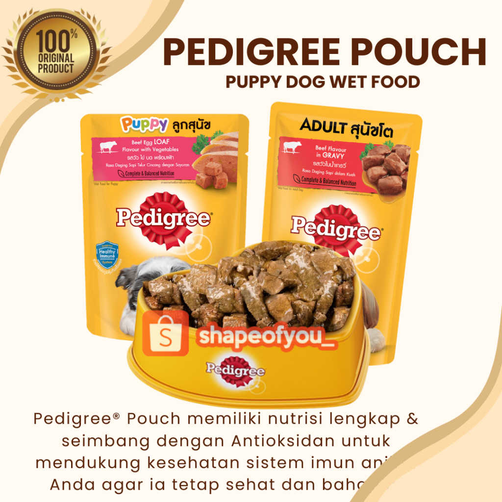 Pedigree Pouch 80gr Adult Dog Wet Food Makanan Basah Anjing Mini Pedigre Puppy 130gr
