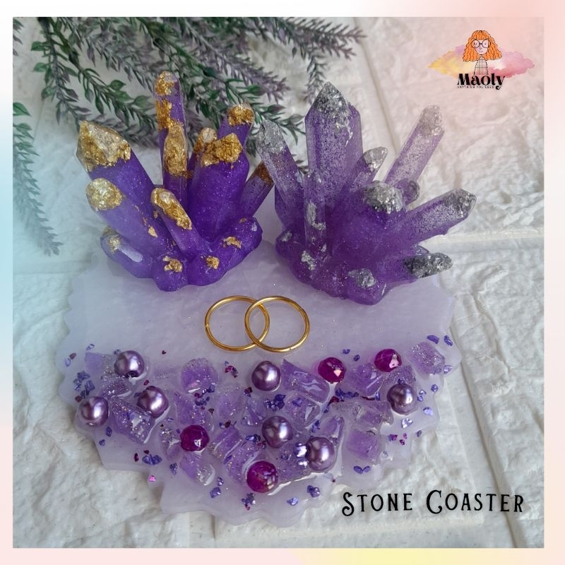 STONE Coaster Round Aestethic Tatakan Kuku Nail Art Perhiasan Resin Custom Isian Mahar Display Properti Foto Sovenir Pernikahan Ulang Tahun Kado Hadiah Art Hampers Mini