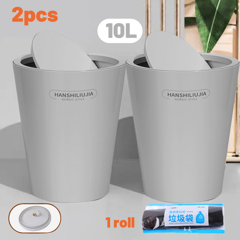 2PCS 10L Goyang Tutup Tempat Sampah Swing Bin Untuk Dapur Nordic Style Tempat Sampah Kamar Tidur Tempat Sampah Tempat Sampah dengan Penutup