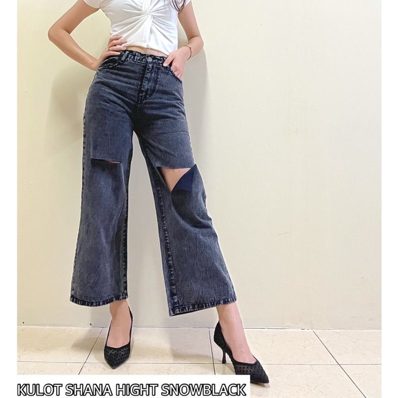 SHANA HIGHWAIST KULOT JEANS SOBEK / CELANA JEANS SOBEK WANITA