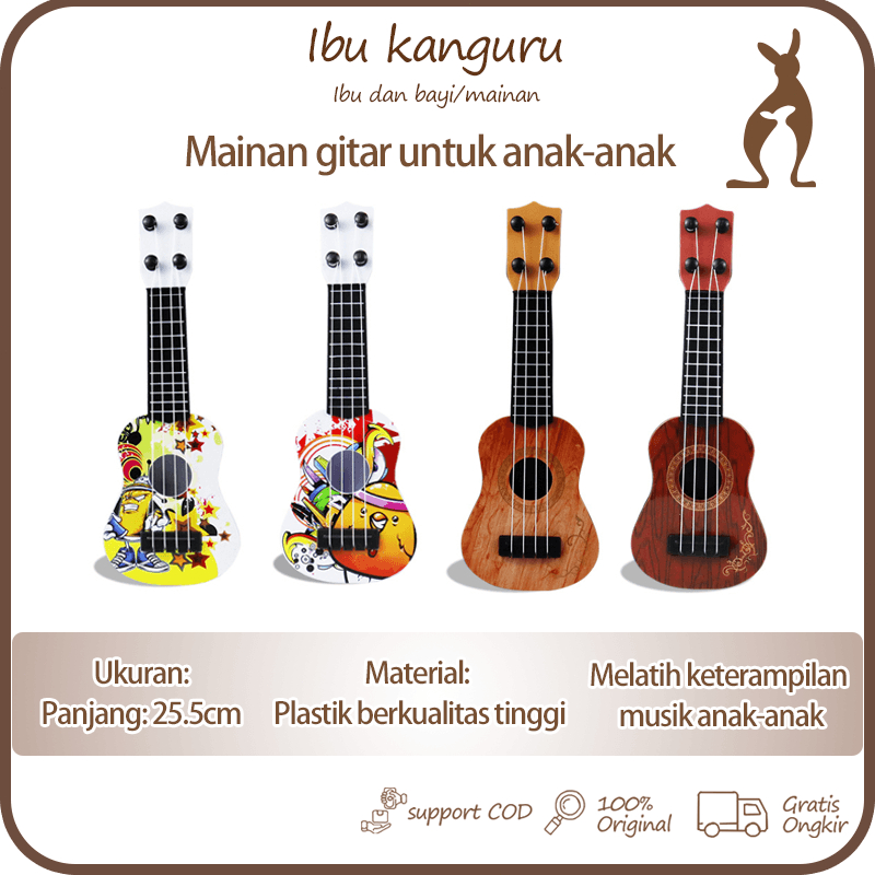 【Ibu Kanguru】Bisa COD Mainan Pendidikan Awal/Mainan Pendidikan/Mainan Musik/Ukulele/Dimainkan/Berbagai Gaya/Kotak Warna Kemasan/Murah