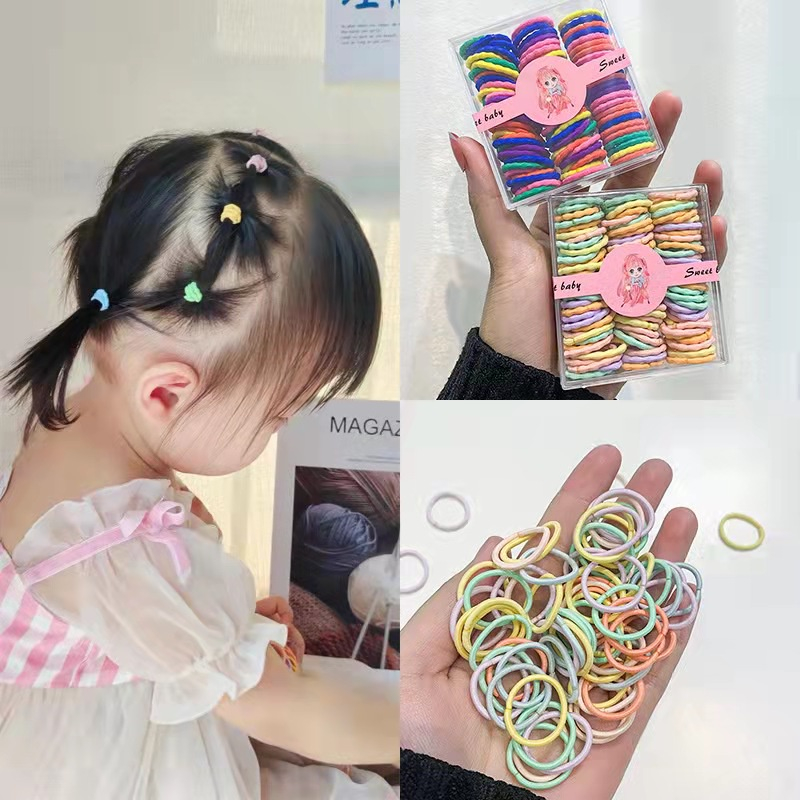 Ikat Rambut Korea Anak Perempuan Isi 60pcs Free Box / Kunciran Rambut Wanita Korean Fashion Import