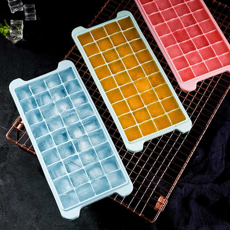 SHOPELLO - Cetakan Es Batu Dengan Penutup Ice Cube Tray Bahan Silikon 36 Kotak dan 24 Kotak