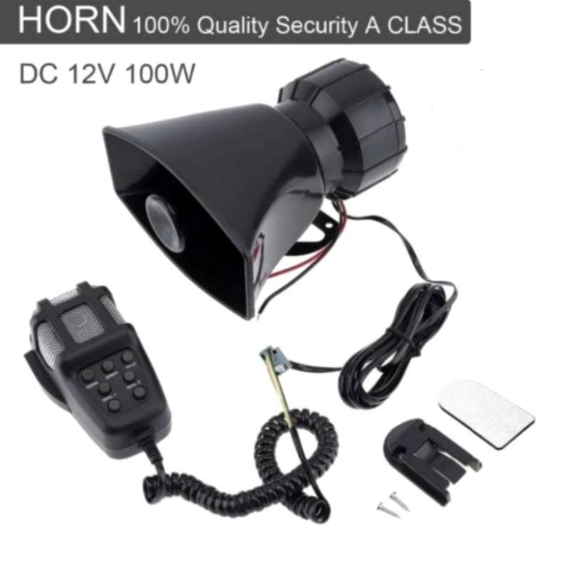 Klakson Sirine Toa Polisi 7 Suara Sirene Horn 12 Volt 100 Watt MEGAPHONE LOAD SPEAKER
