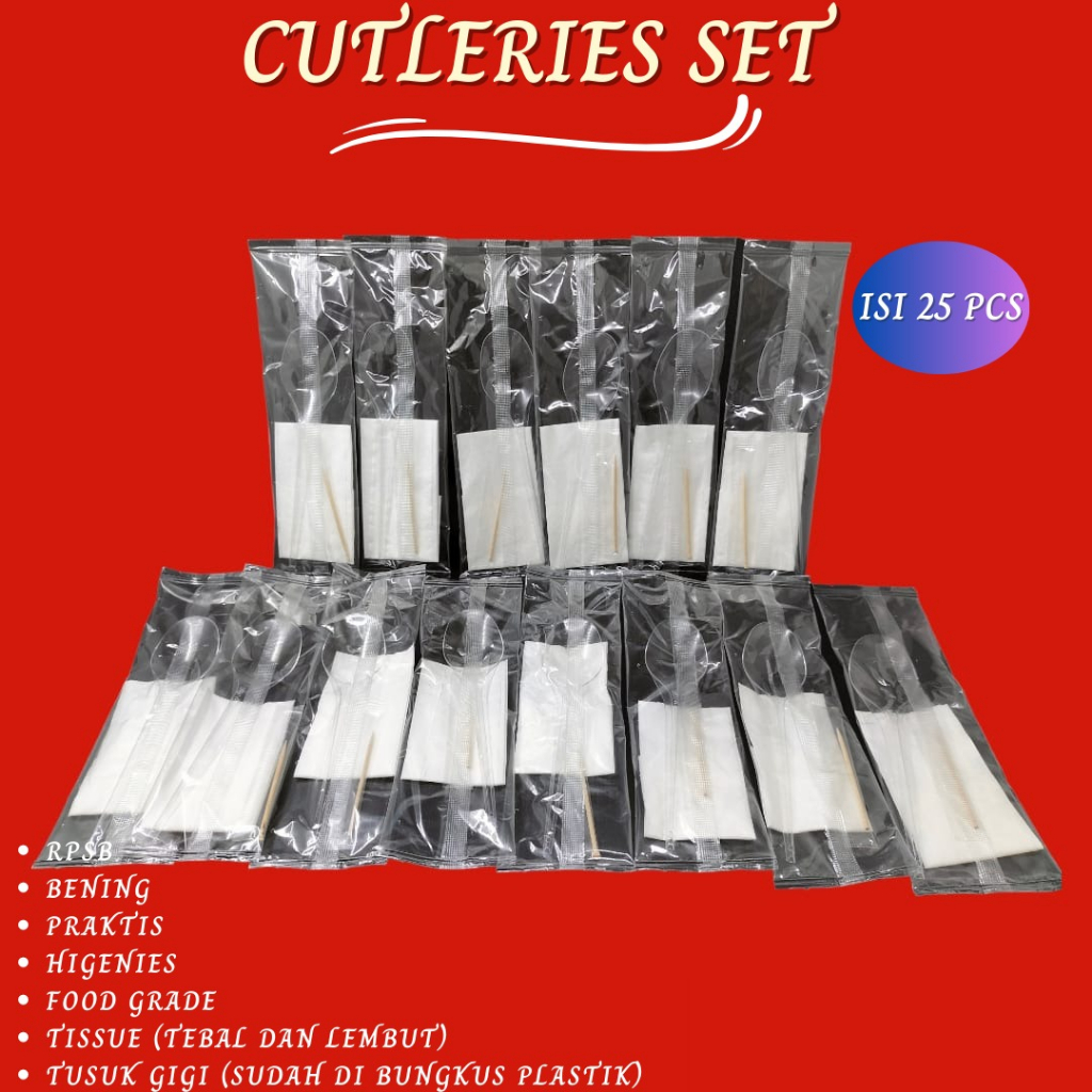 Cutleries Set Sendok Tisu Tusuk Gigi (Isi 25 Set-RPSB)