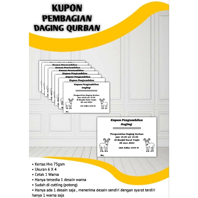 Kupon Daging Qurban/Kupon Pembagian Qurban/Kupon Daging Qurban Idul Adha