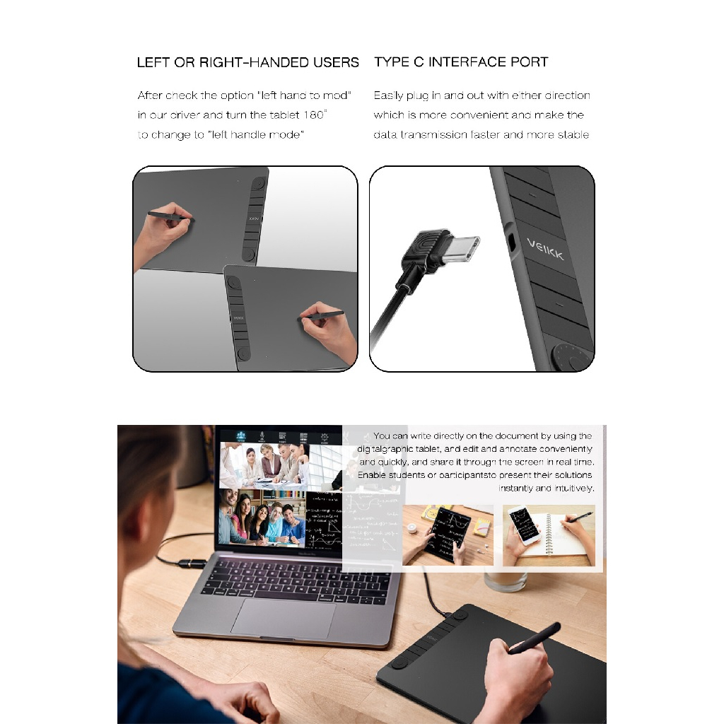 VEIKK VK1060 PRO - Digital Graphics Drawing Tablet with Pen Tablet P05