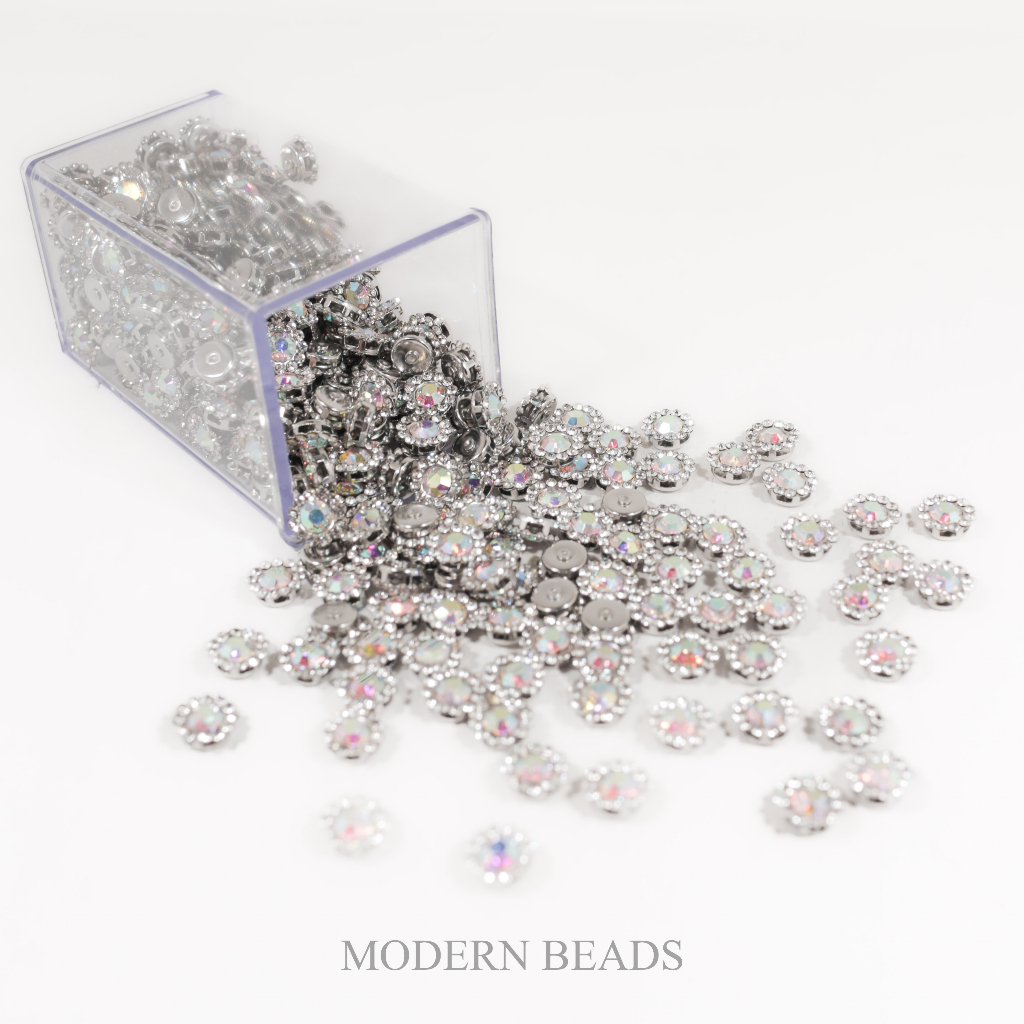 [25 pcs] 10mm Diamond Bunga Cangkang Putih AB 10mm , 25 pcs