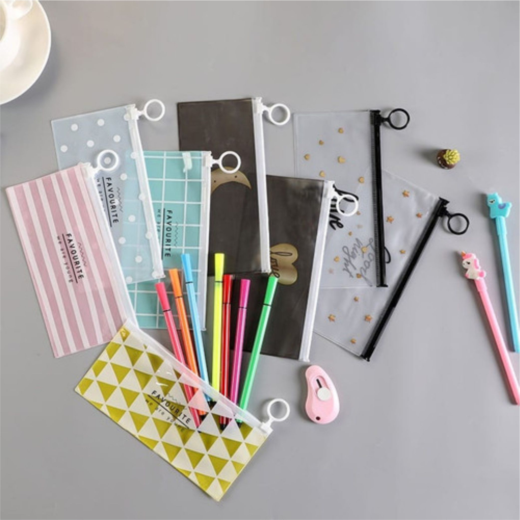 

Tempat Pensil Pulpen Transparan Ziplock Karakter Serbaguna Pouch Zip Lock Penyimpanan Kosmetik Pouch Zipper Pencil Case