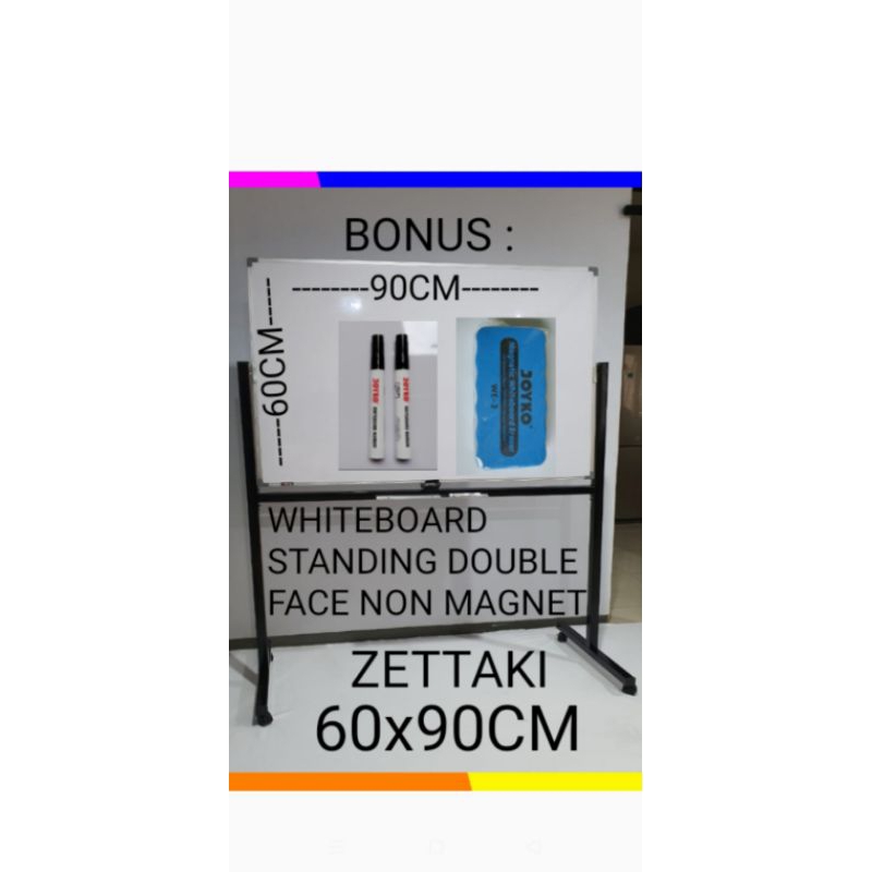 

PAPAN TULIS WHITEBOARD STANDING NON MAGNET DOUBLE FACE 60X90CM