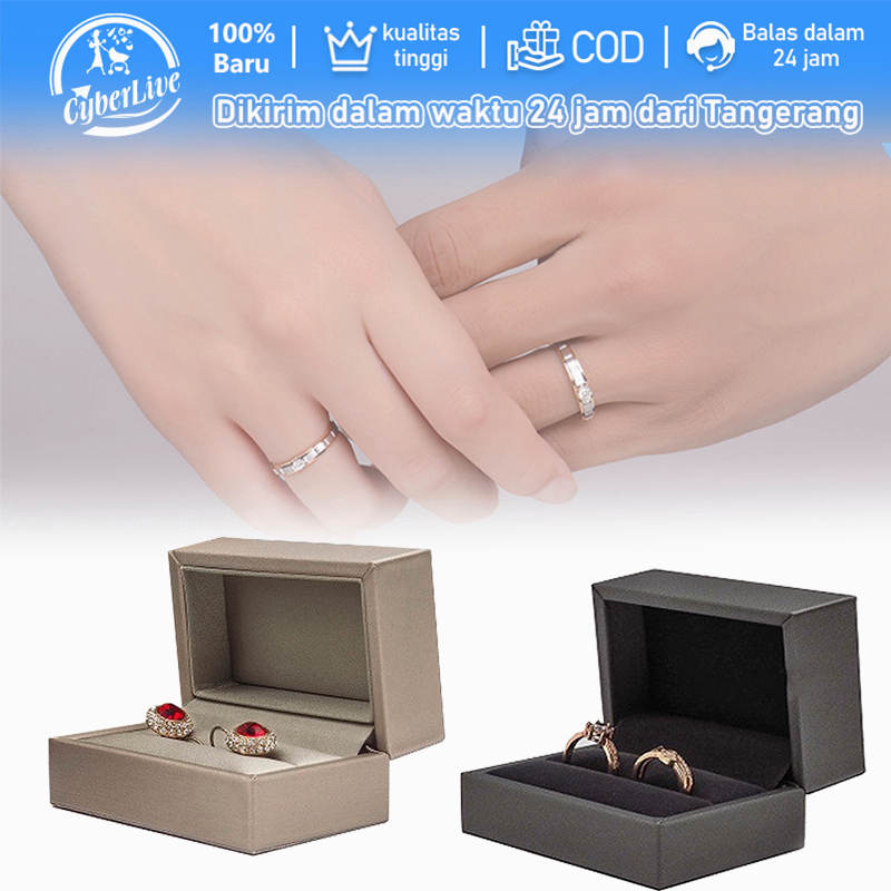 Kotak Cincin Couple Velvet Wedding Couple Wedding Leather Ring Box