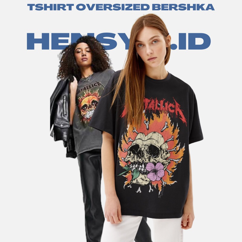 [ORIGINAL TSHIRT BRAND] Tshirt Kaos Oversize METALLICA BERSHKA BLACK VINTAGE, 100% Katun ORIGINAL 10