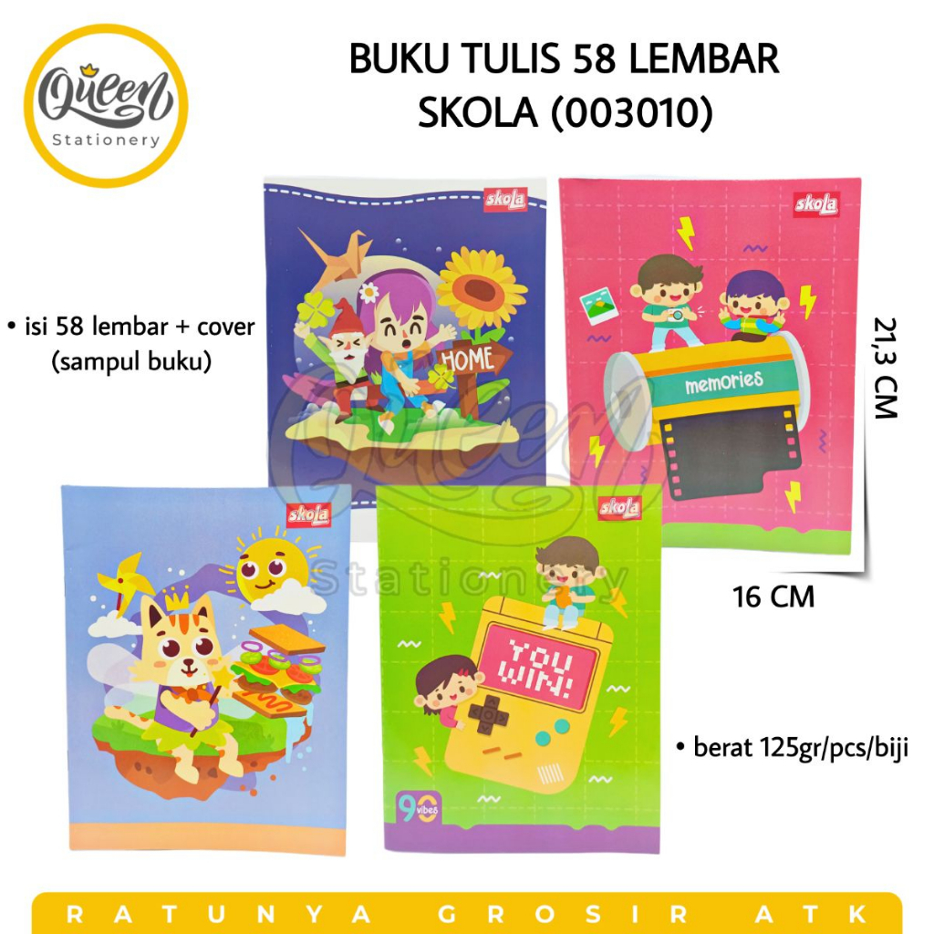 

1 PCS BUKU TULIS 58 LEMBAR SKOLA NOTEBOOK BUKU CATATAN SEKOLAH (003010)
