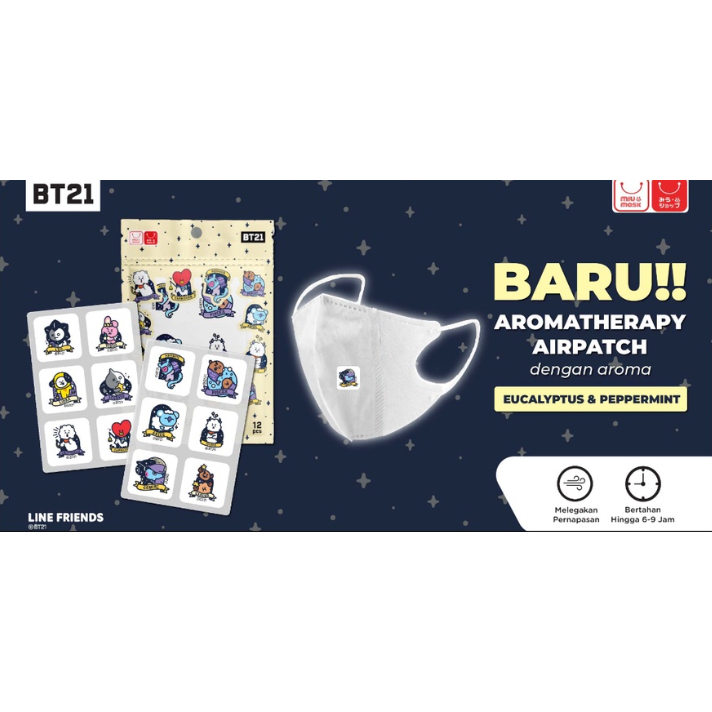 BT21 MIU PATCH AROMATHERAPY UNIVERSTAR BT21 (Isi 12) MASK