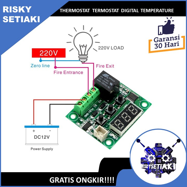 THERMOSTAT TERMOSTAT DIGITAL TEMPERATURE CONTROLLER CONTROL SUHU W1209