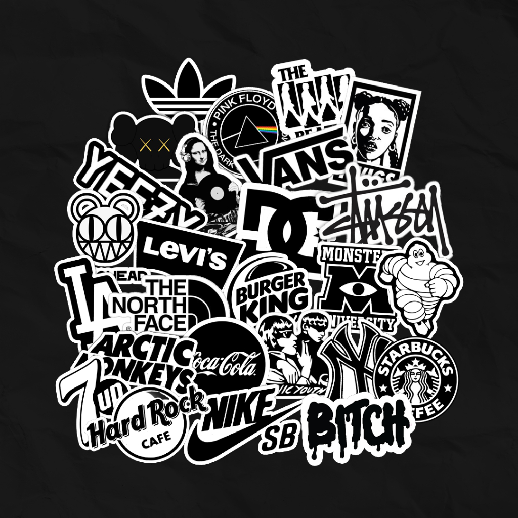 

Sticker tumblr aesthetic Black & White Pack isi 25pcs