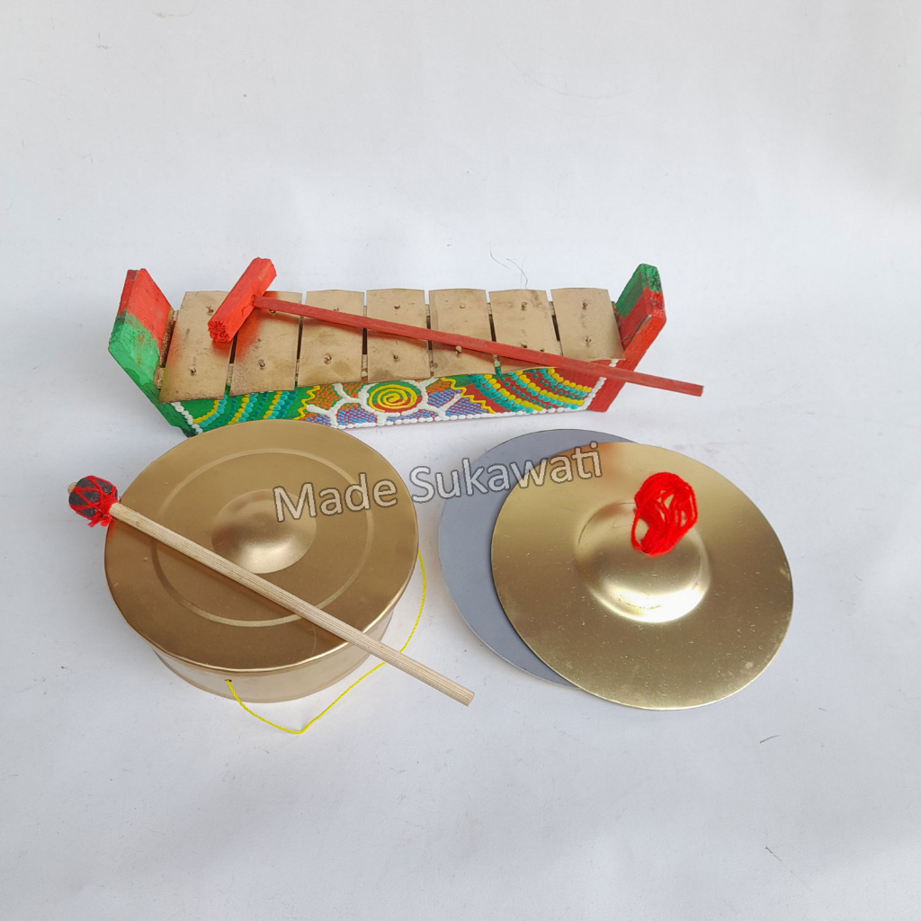 Paket Gamelan 40cm Gong Cengceng Kendang alat musik mainan edukasi khas Bali