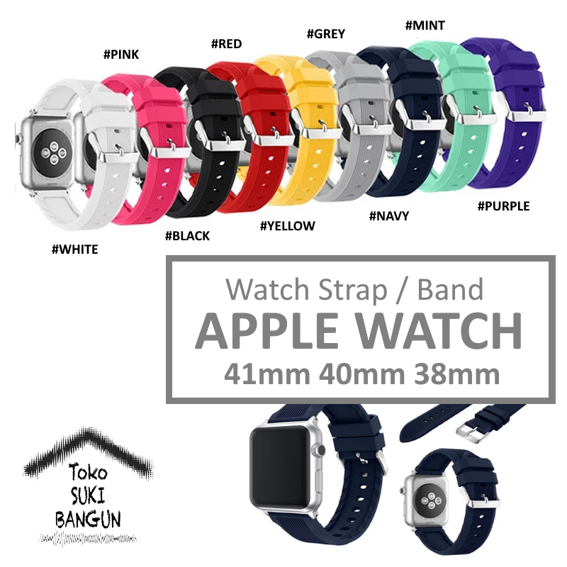 Strap Apple Watch Series 8 7 6 5 4 3 2 1 41mm 40mm 38mm TALI JAM LINE Pattern COLORFUL Silicone