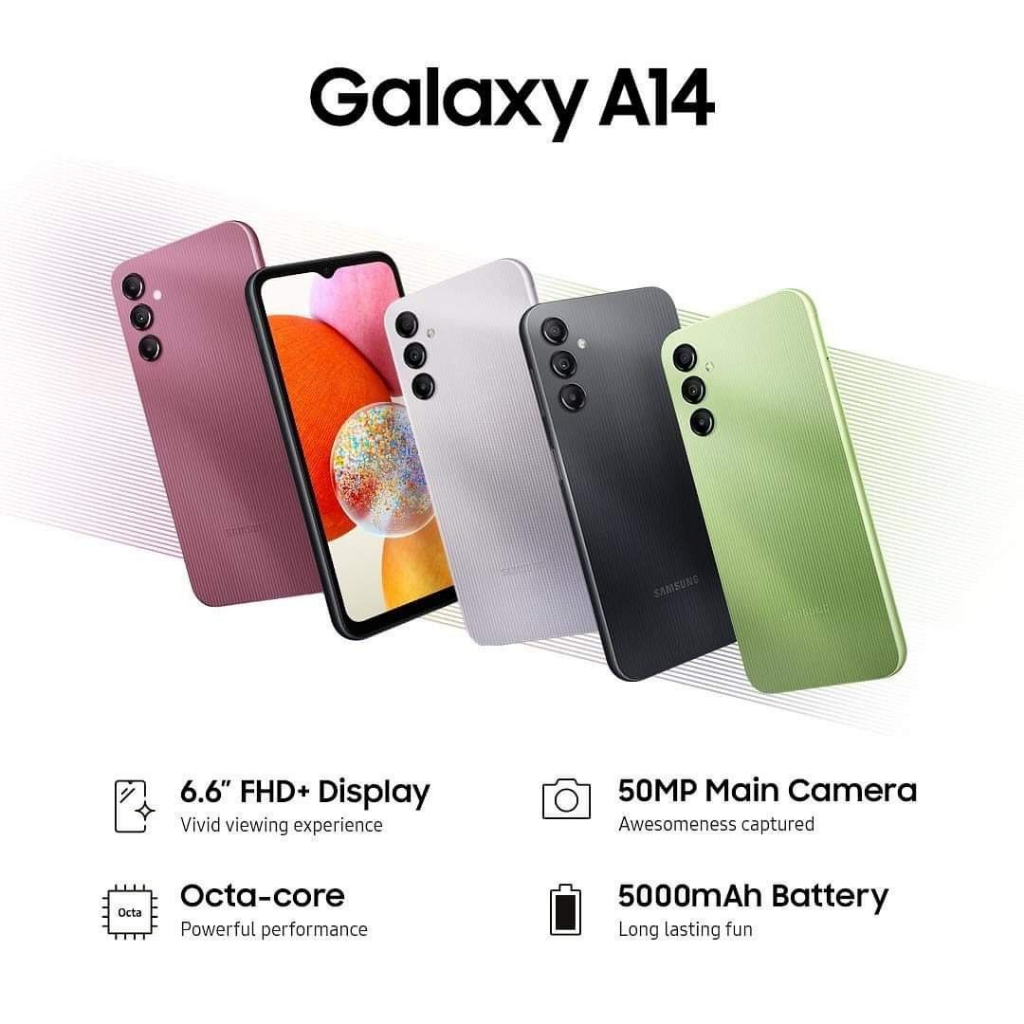 Samsung Galaxy A14 [4G] 4GB+128GB 6GB+128GB Garansi Resmi 1 Tahun