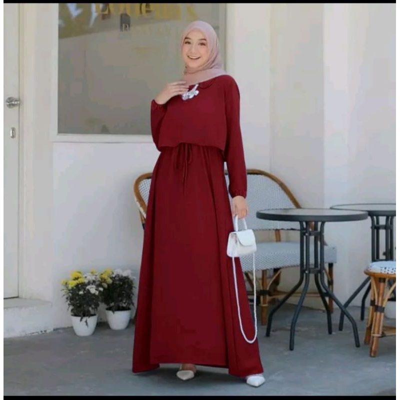 GAMIS ZAVINA MAXI DRES BAHAN CRINGKLE AIR FLOW PREMIUM