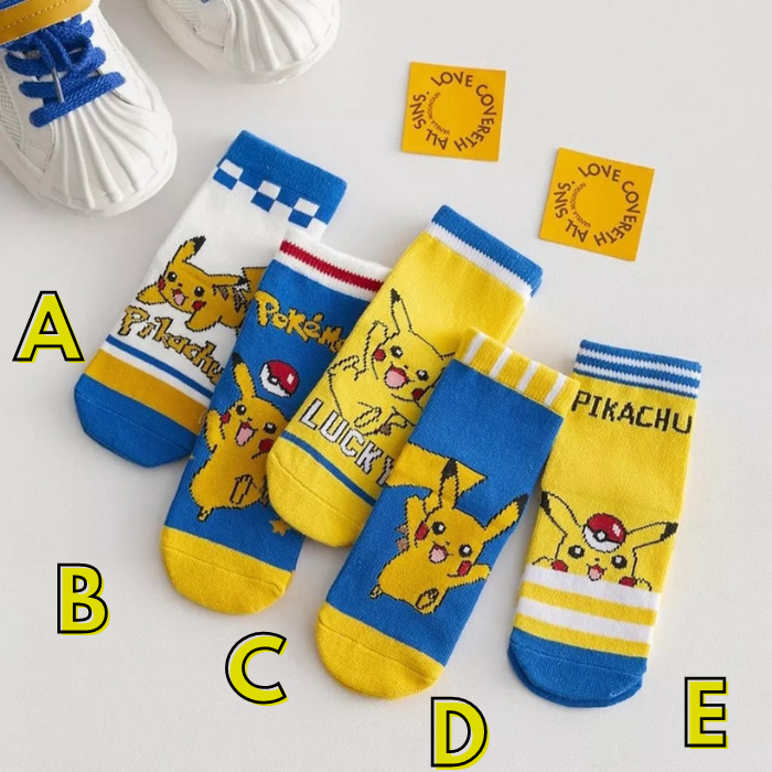 Kaos Kaki Anak Laki Sekolah TK SD Motif Cowok Kartun Pokemon Fashion Korea Socks Kids Terbaru J9