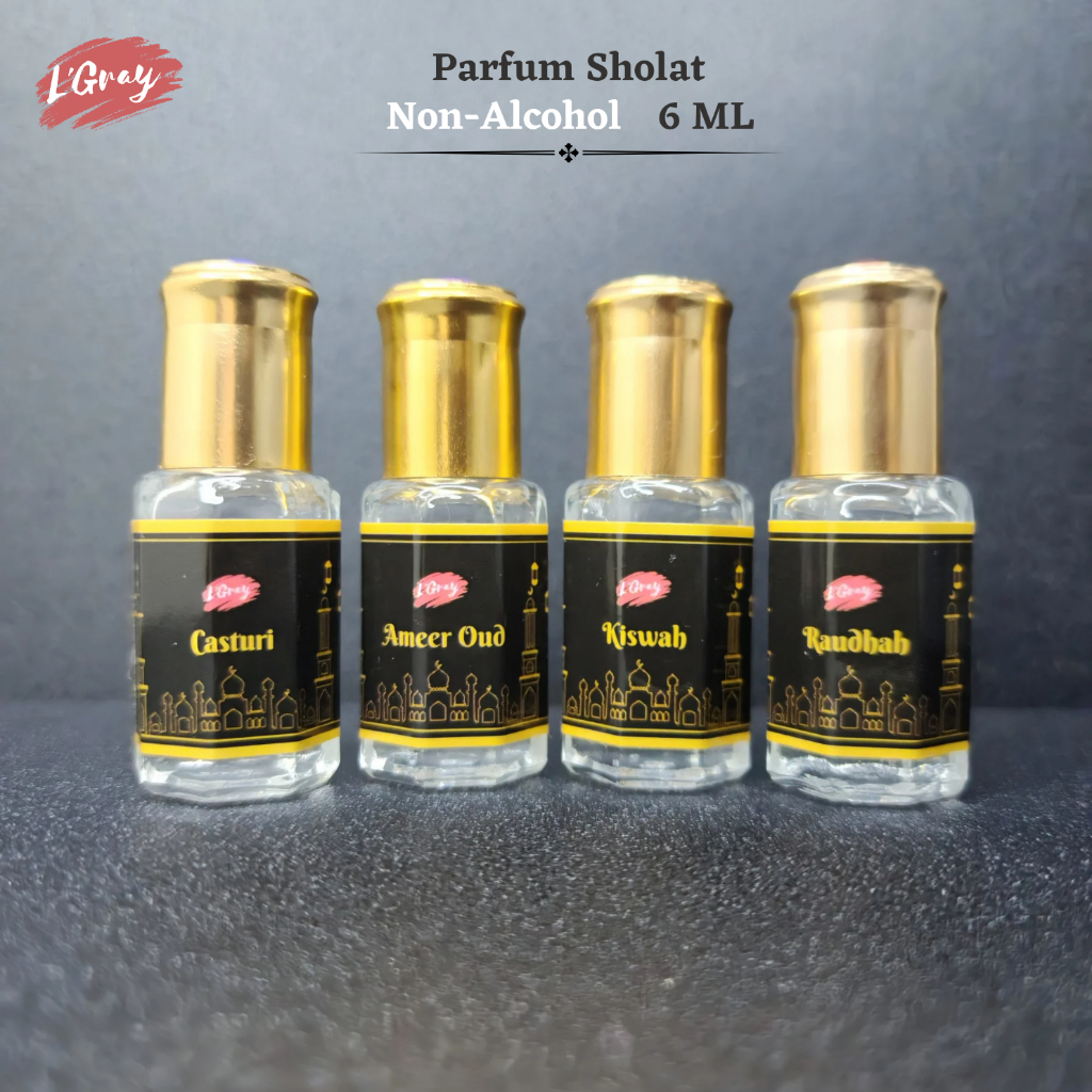 Parfum Sholat (Non-Alkohol) bibit import 6ml Casturi/Raudhah/Kiswah/Ameer Al-Oud