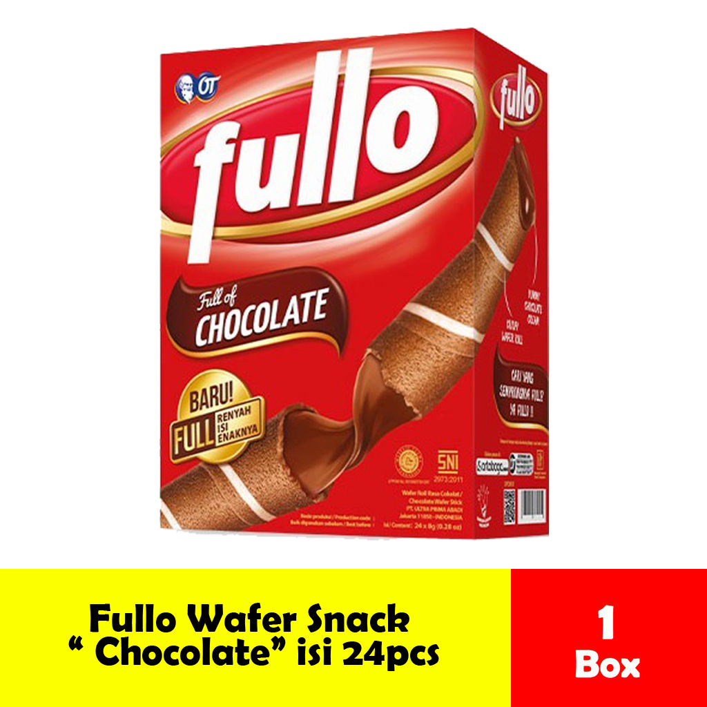 Wafer Roll fullo pack pede rasa chocolate / vanilla Milk kemasan box isi 24pcs