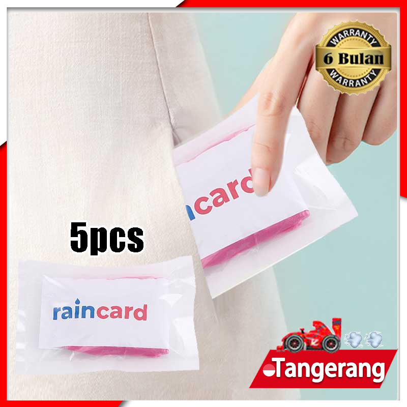 5pcs Jas Hujan Plastik Raincoat Rain Card Raincard Jas Hujan Kartu Slim Sekali Pakai Jas Hujan Portable