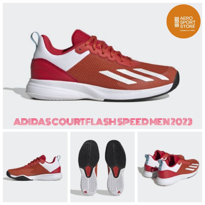 [ SEPATU TENIS LAPANGAN ADIDAS COURTFLASH SPEED MEN 2023 - MERAH PUTIH ]