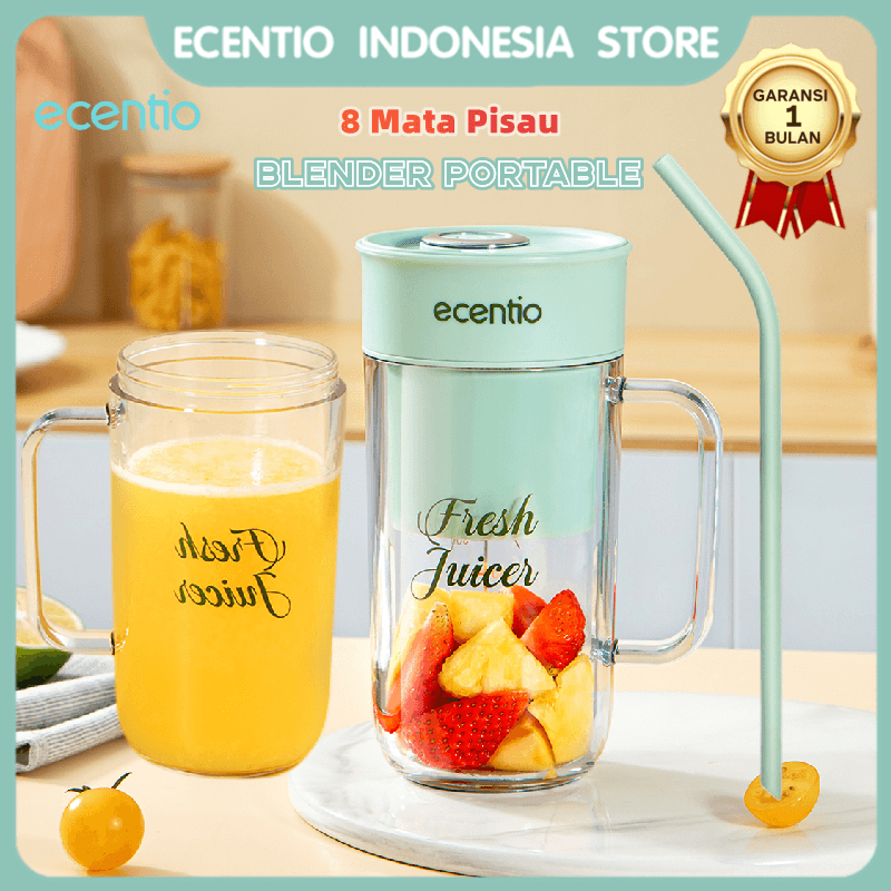 [Hadiah Gratis] ecentio Blender Juicer Portable 330ml Mini jus 8 Mata Pisau USB Blender Cangkir Multifungsi Electric Mixer/Ice Crusher/ Blender Jus/Penggiling  Kopi/ Food Chopper