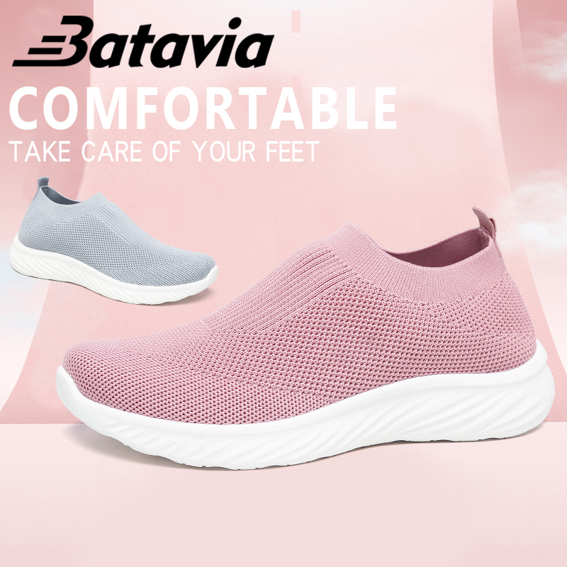 Batavia 2023 Imported sepatu wanita sepatu rajut wanita original jogging women's shoes women's black school shoes lightweight cool N6