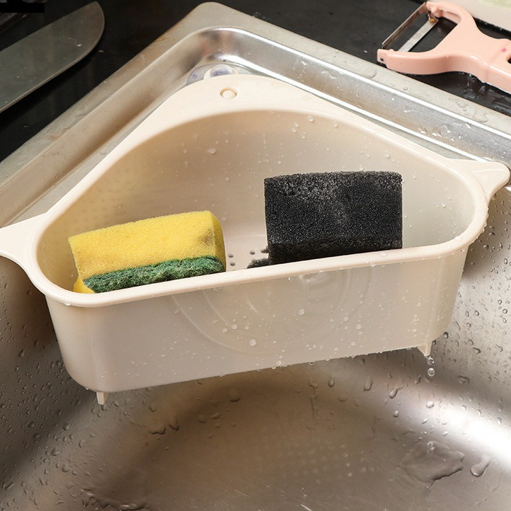 H 060 Rak Tirisan Sudut Wastafel Segitiga Serbaguna Wadah Saringan Pembuangan Sisa Makanan Tempat Pe