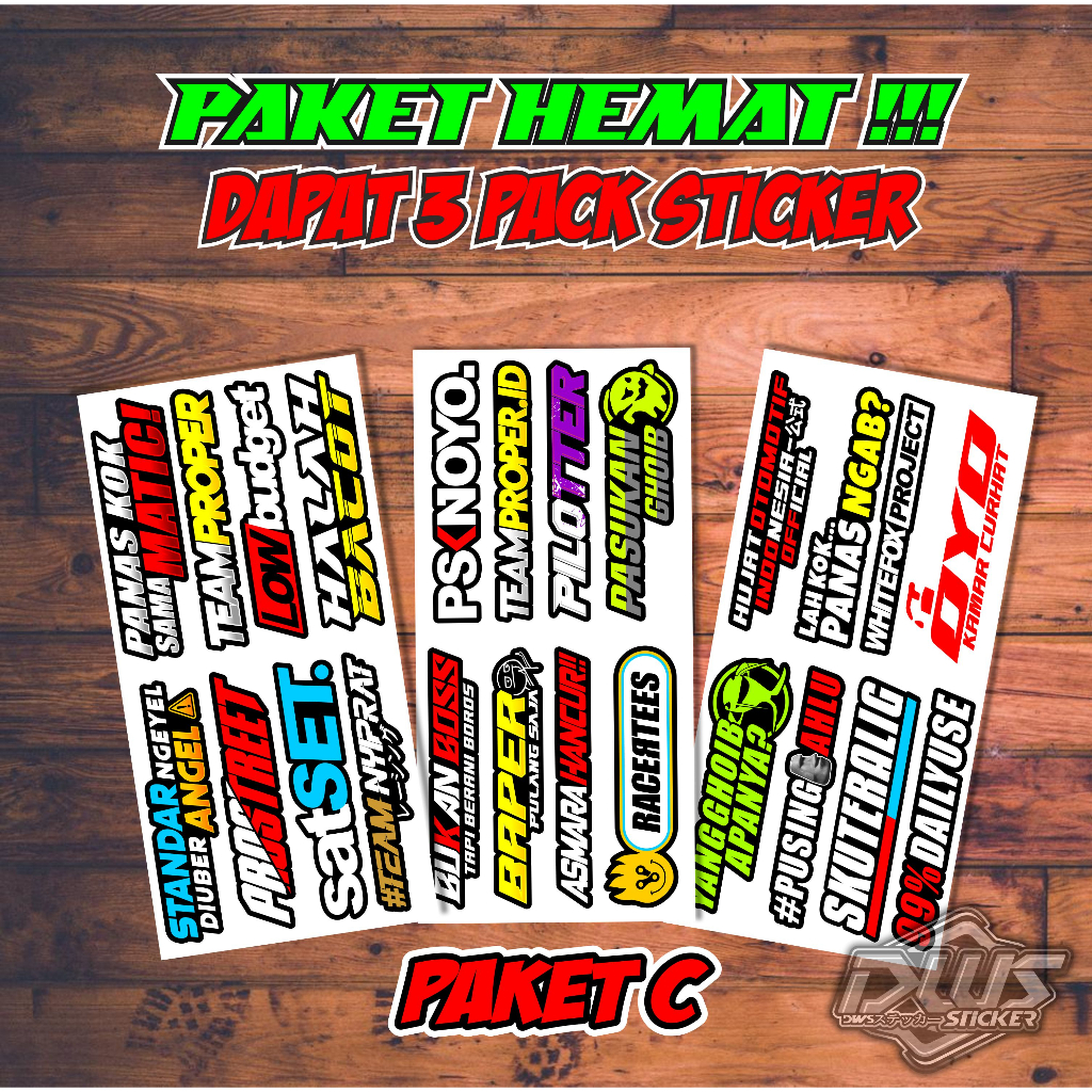 Sticker Print Cut Stiker Racing Stiker Motor ( PAKET HEMAT ISI 3 PACK )