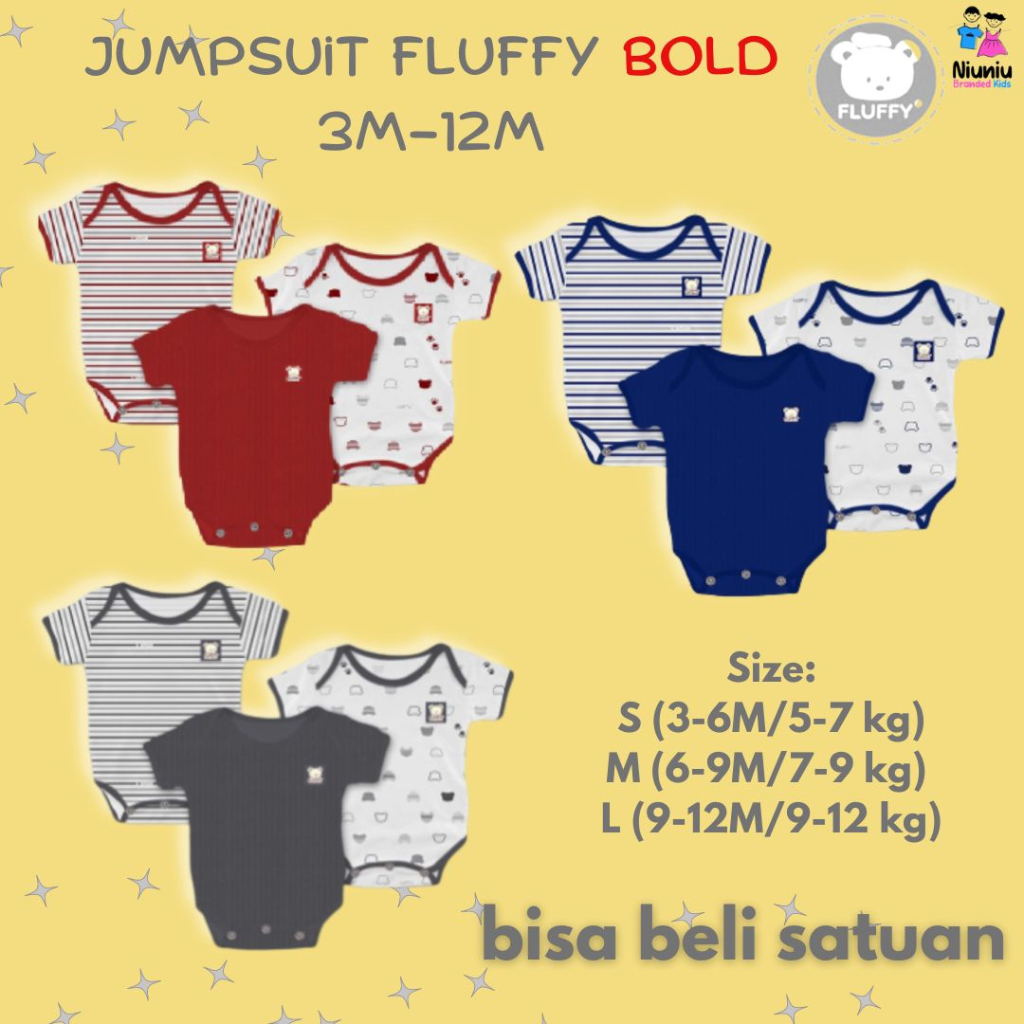 Jumper Baju Tidur Setelan Oneset Fluffy Bold Baju Bayi Anak Kids Laki laki Perempuan Cowok Cewek Uni