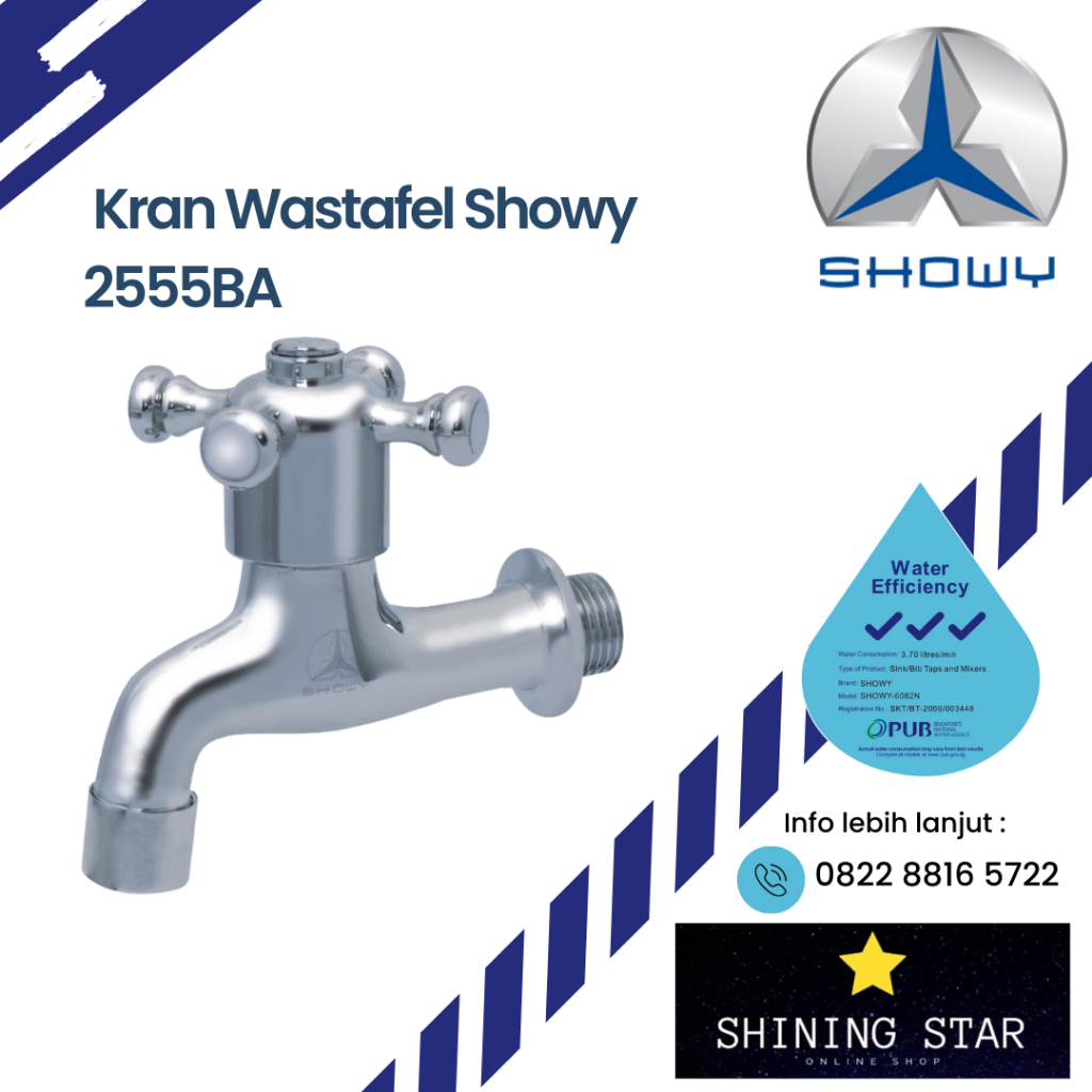 Keran SHOWY - 2555BA & 2555PC / Keran Wastafel / Keran Dinding / Keran Bunga / Keran Air Putar