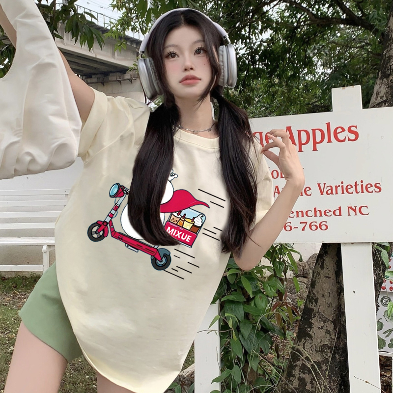 Print T-shirt Kaos Lengan Pendek Cartoon MIXUE Oversize Atasan Wanita  Korean Style