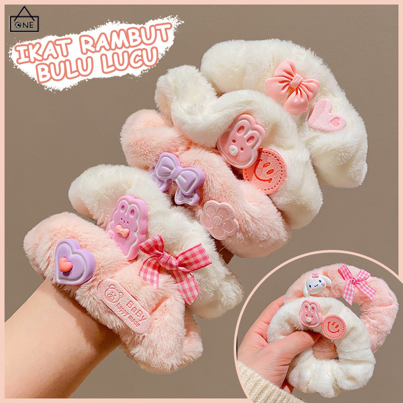 COD❤️Ikat Rambut Bulu Lucu Korea Wanita Sanrio Kuromi Jpit Rambut Cepol Hijab-A.one