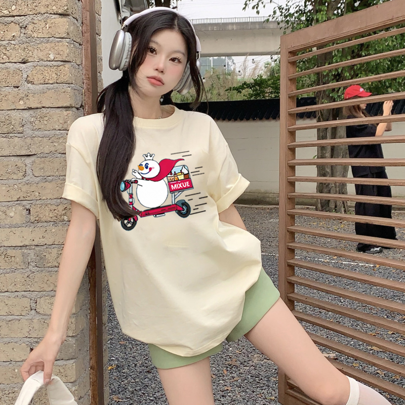Print T-shirt Kaos Lengan Pendek Cartoon MIXUE Oversize Atasan Wanita  Korean Style
