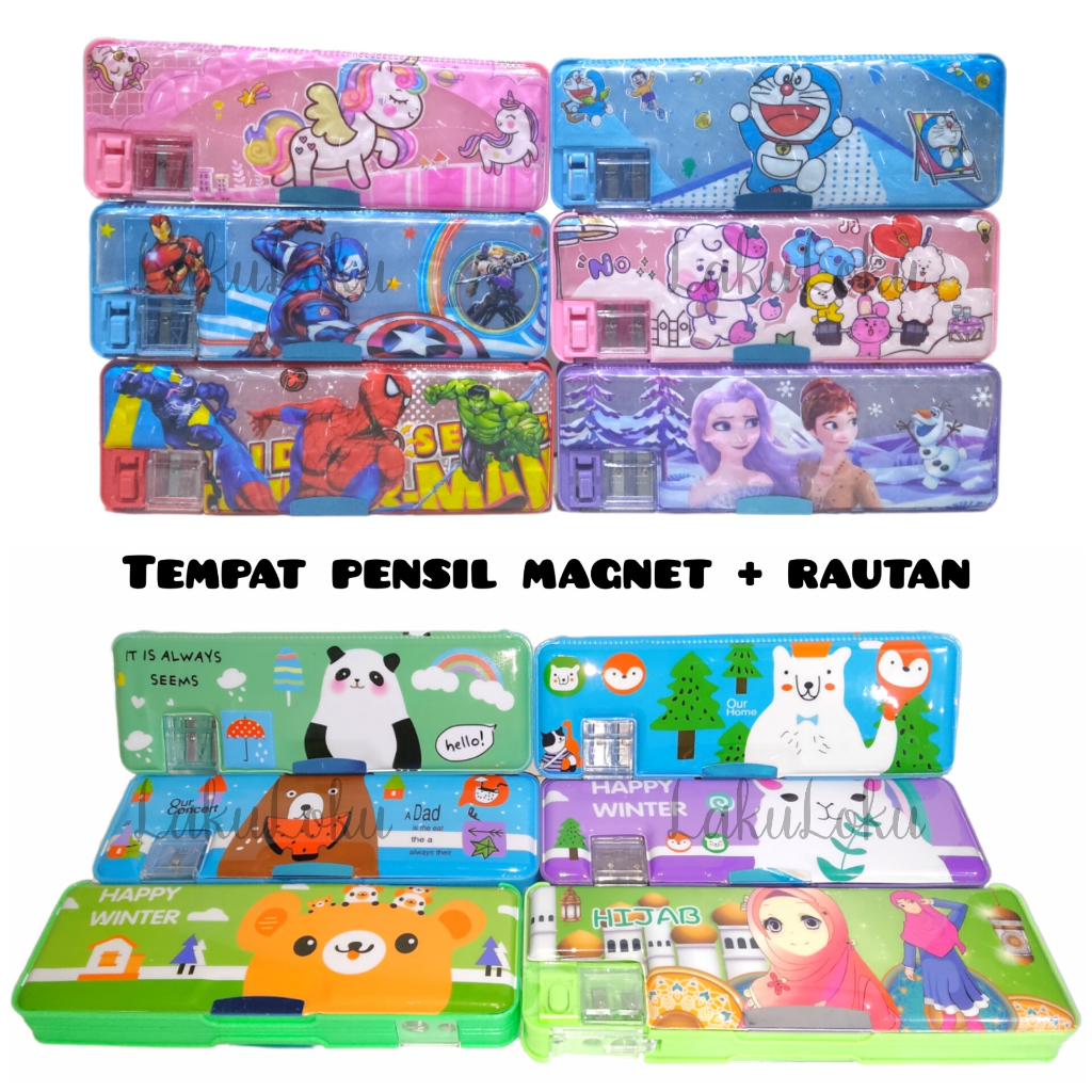 

Tempat Pensil / Pencil Case Magnet Dengan Rautan Gambar Lucu