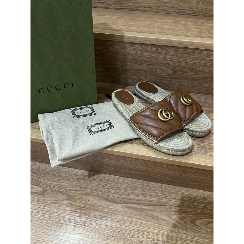 Sepatu Wanita Authentic Sandal Gucci Nappa Charlotte Size 38 Original Branded Preloved