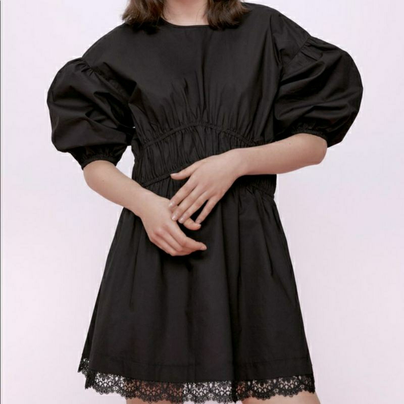 Zara Ori Dress poplin lengan balon